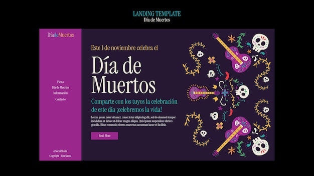 Free PSD flat design dia de muertos  template