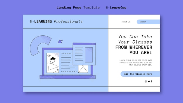 Free PSD flat design e learning template