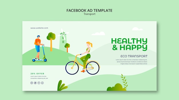 Free PSD flat design eco transport template