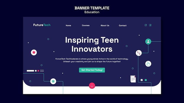 Flat design education concept landing page