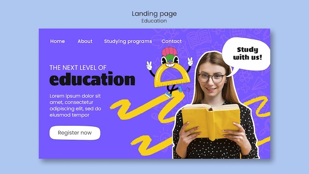 Free PSD flat design education template design