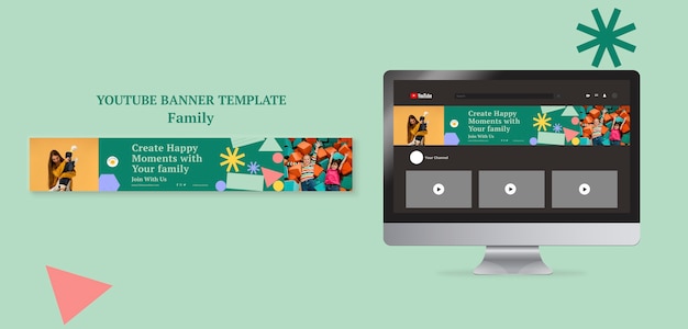 Free PSD flat design family template