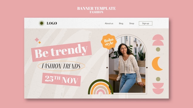 Free PSD flat design fashion banner template