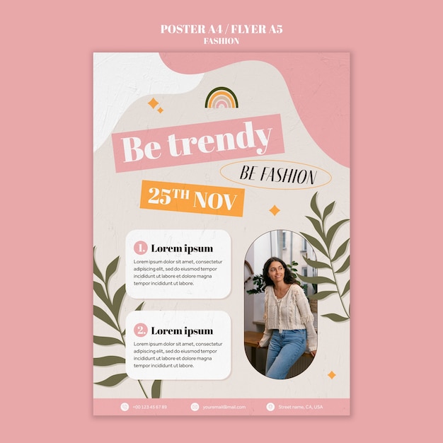 Free PSD flat design fashion poster template