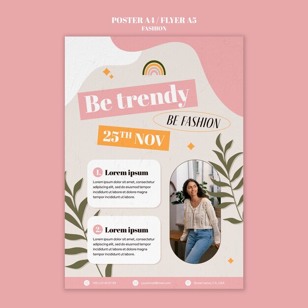 Flat design fashion poster template