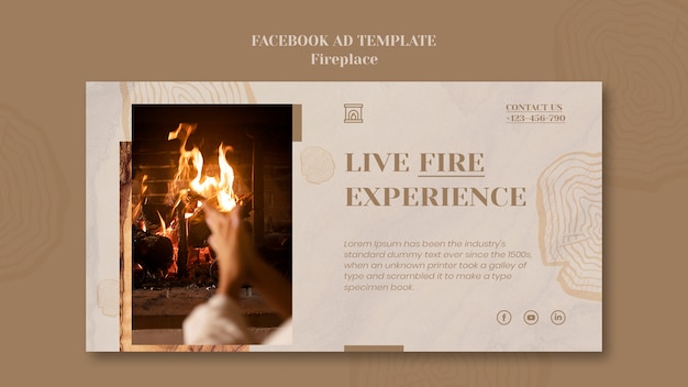 Free PSD flat design fire place template