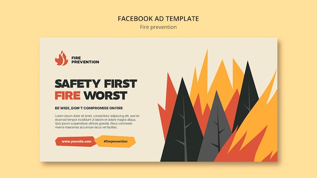 Free PSD flat design fire prevention facebook template