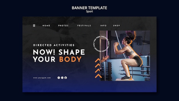 Free PSD flat design fitness template