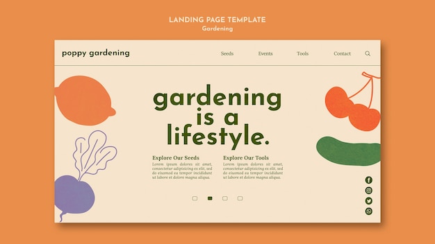 Free PSD flat design gardening template