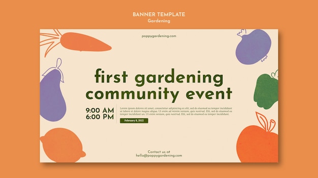 Free PSD flat design gardening template