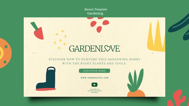 Free PSD flat design gardening template