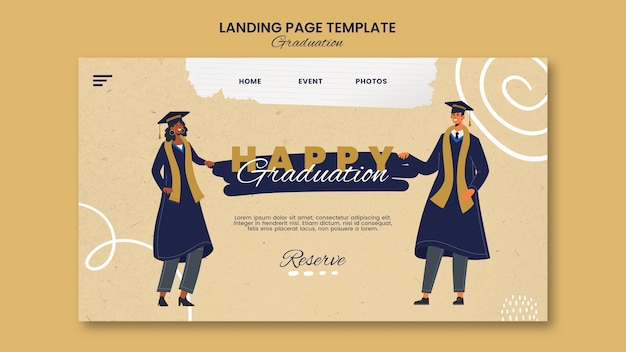 Free PSD flat design graduation day landing page