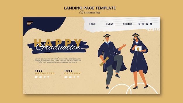 Free PSD flat design graduation day landing page