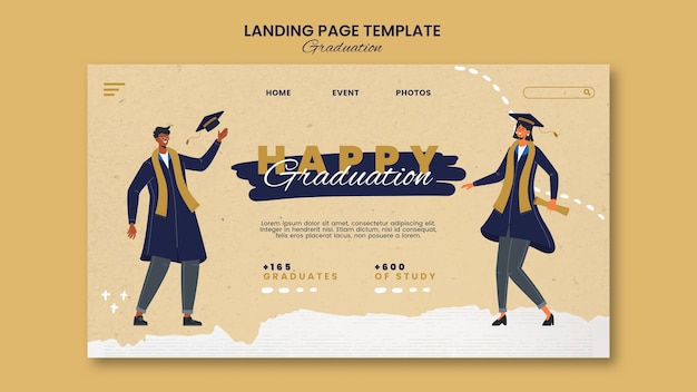 Free PSD flat design graduation day landing page