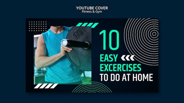 Free PSD flat design gym training youtube cover