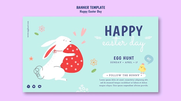 Free PSD flat design happy easter template