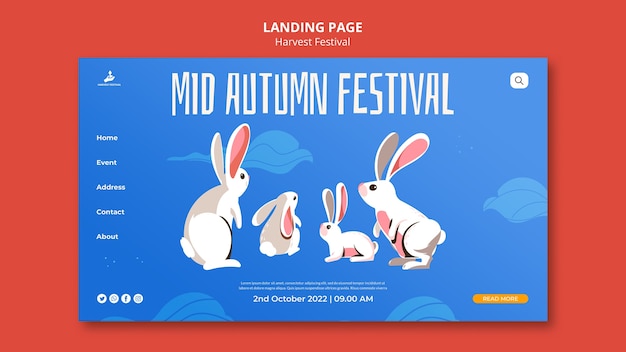 Free PSD flat design harvest festival template design