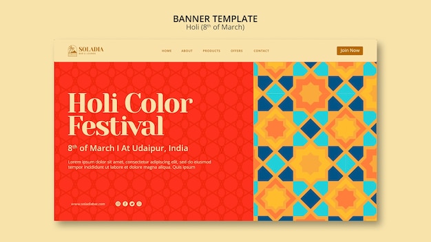 Flat design holi festival template