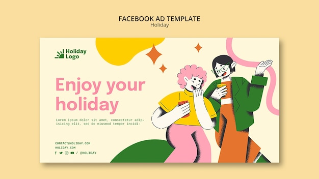 Free PSD flat design holiday template