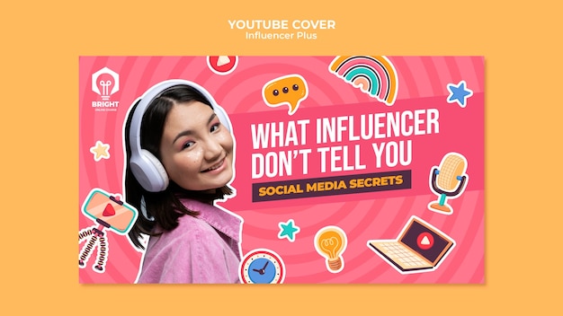 Free PSD flat design influencer template