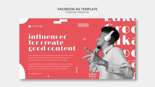 Free PSD flat design influencer template