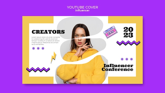 Free PSD flat design influencer template