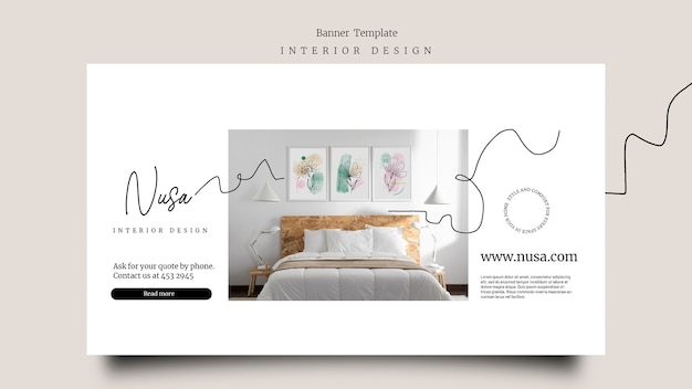 Free PSD flat design interior design banner template