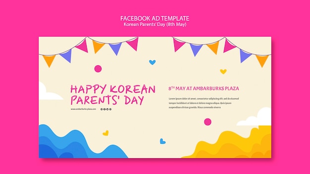 Free PSD flat design korean parents day template