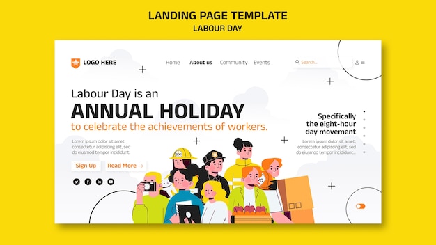 Free PSD flat design labor day template