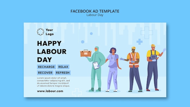 Free PSD flat design labour day template