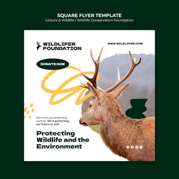 Free PSD flat design leisure and wildlife template