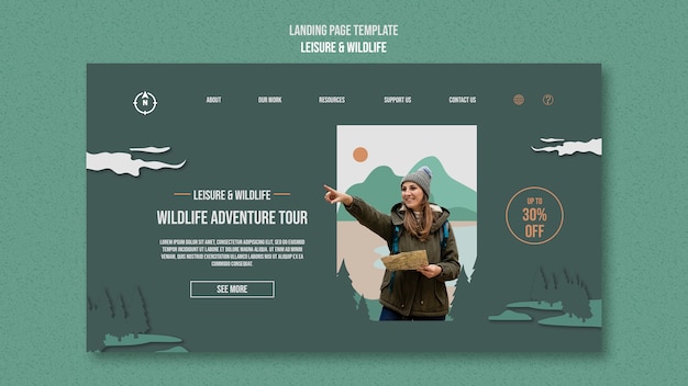 Free PSD flat design  leisure and wildlife template