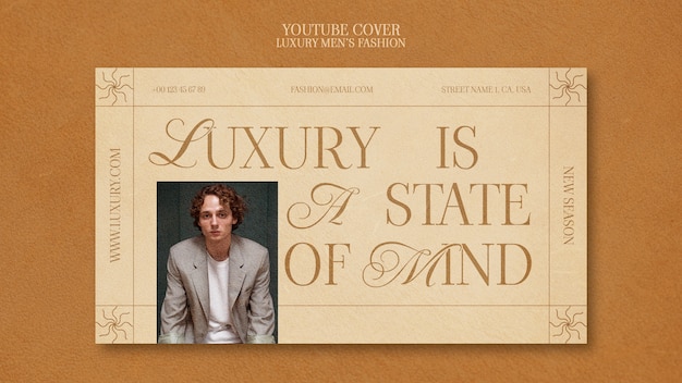 Free PSD flat design luxury men’s fashion youtube cover