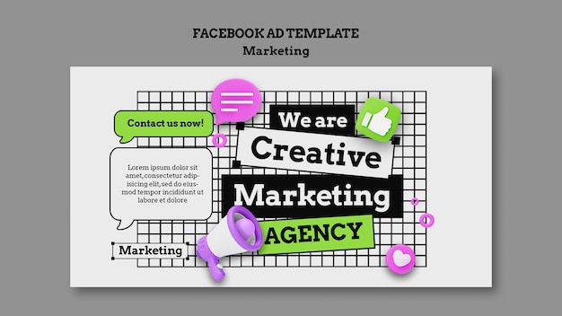 Free PSD flat design  marketing facebook template