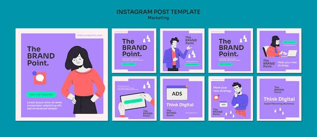 Flat design marketing template