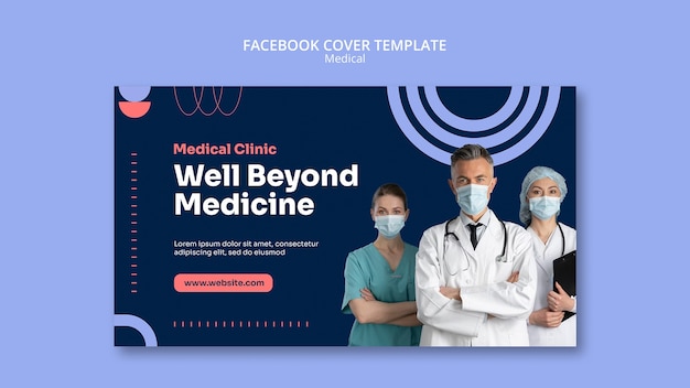 Free PSD flat design medical care facebook cover template