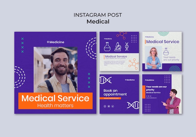 Free PSD flat design medical template design