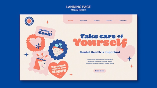 Flat design mental heath template