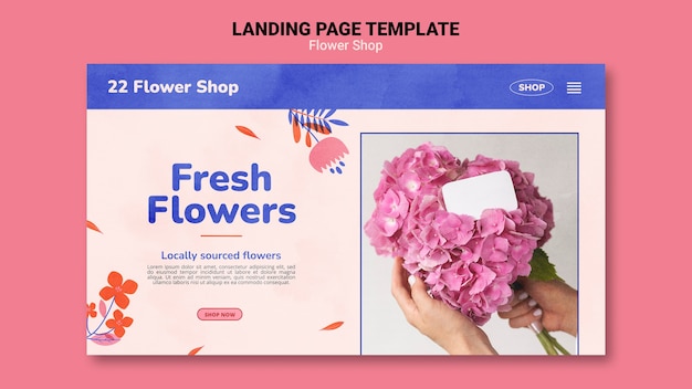 Free PSD flat design minimalist flower shop template