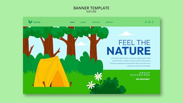 Free PSD flat design nature template