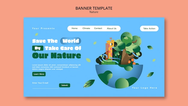 Free PSD flat design nature template