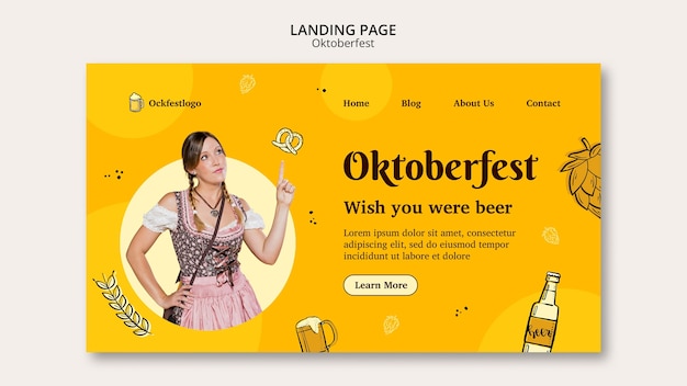 Flat design oktoberfest template design