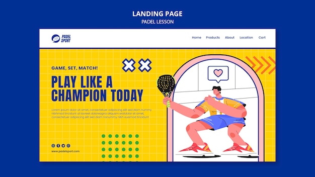 Free PSD flat design paddle tennis template