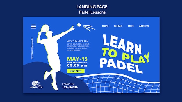 Free PSD flat design padel lessons template