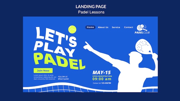 Free PSD flat design padel lessons template