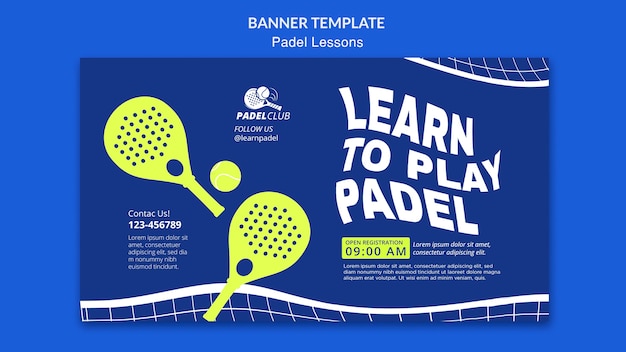 Free PSD flat design padel lessons template