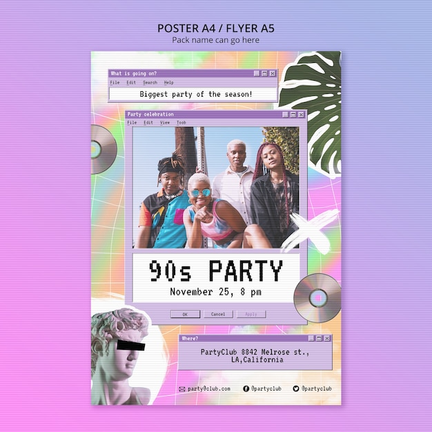 Free PSD flat design party template