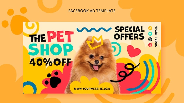 Free PSD flat design pet shop facebook template