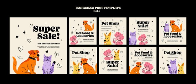 Flat design pet template