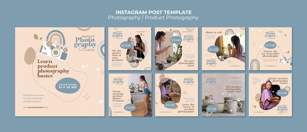 Free PSD flat design photography instagram post template